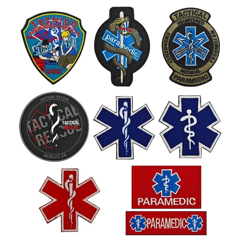 EMT Star of Life Tactical Rescue Embroidered Patches PARAMEDIC First Aid Medical MED SEARCH  Emblem Military Accessories Sticker