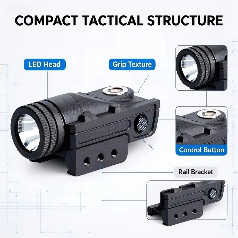 Magnetic Rechargeable 450LM LED Flashlight, Long Range Bright Handheld Torch Camping Light with Rail Mount Bracket