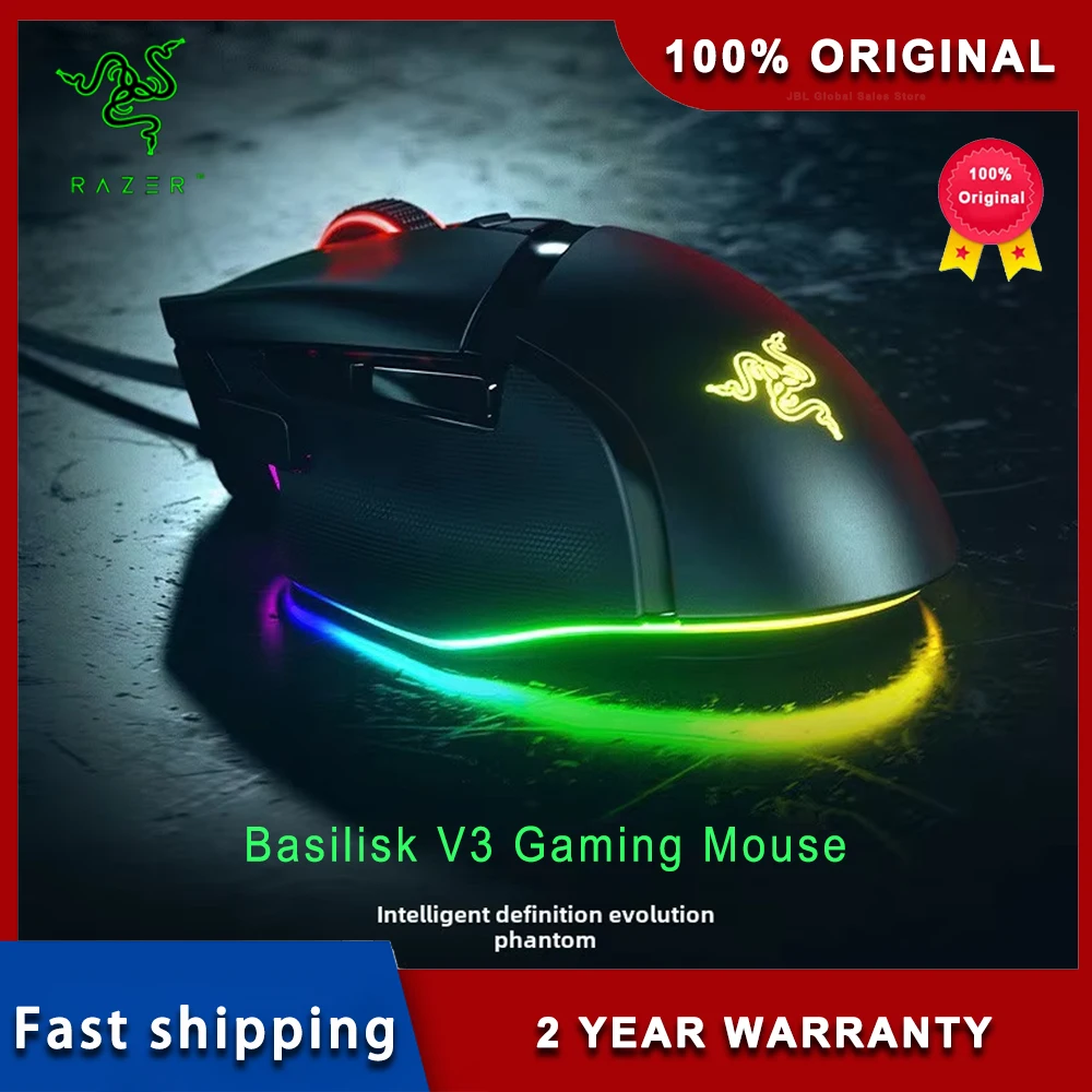 

Razer Basilisk V3 100% оригинальная игровая мышь, быстрый переключатель игровой мыши - Chroma RGB Lighting 26K DPI Optical Senso