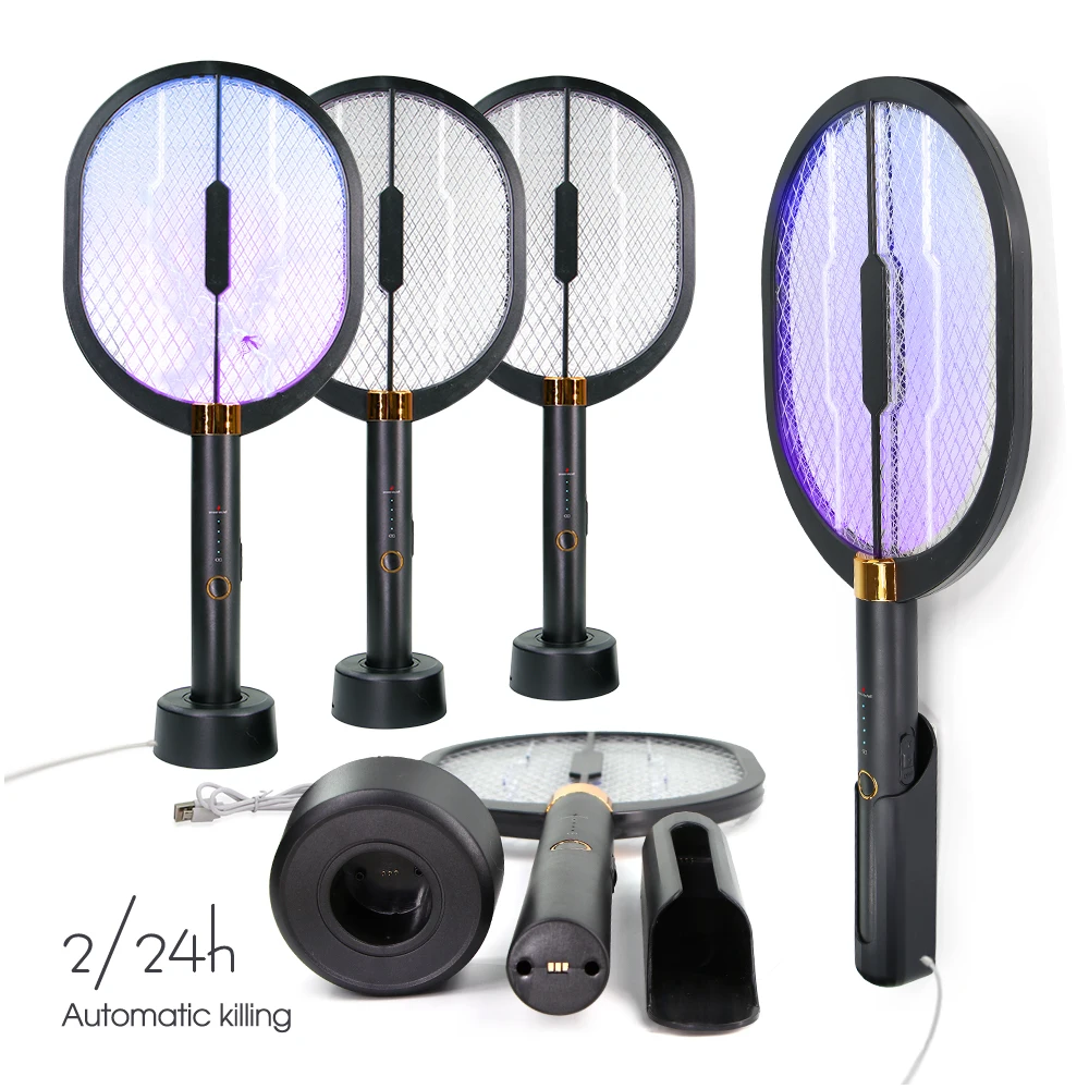 

1200mAh 3000V 3 Safe Layer Bug Zapper Racket Mosquito Killer Trap Rechargeable Smart Insect Killer Racket Against Flies Moths