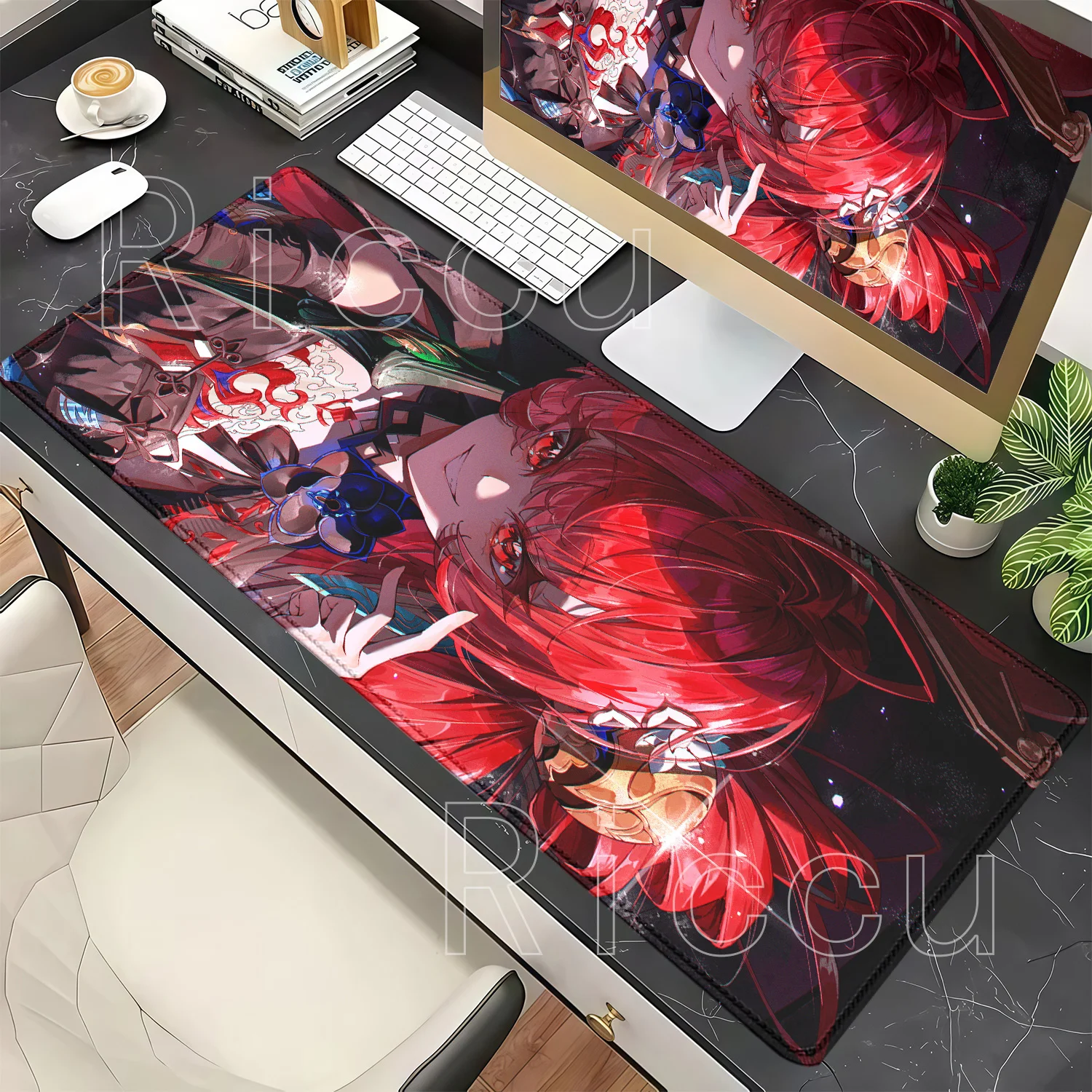 Gaming Mousepad Suoming Wuthering Waves WuWa PC Office Overlock XXL Mouse Pad Non-Slip Keyboard HD Printing Anime Girl Desk Mat