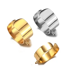 MinaMaMa Adjustable Size Stainless Steel Blank Rings For Women Men Fashion Customize Ring Jewelry