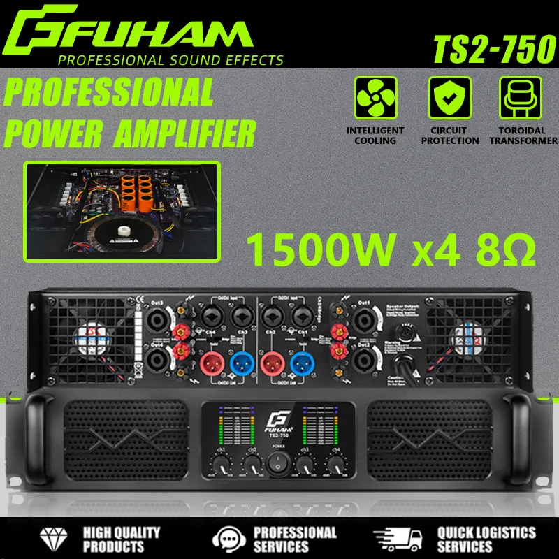 

FUHAM TS2-750 Профессиональный усилитель мощности 1500 Вт * 4-канальный аудио DJ сабвуфер предусилитель TD-класса линейный массив усилитель динамика