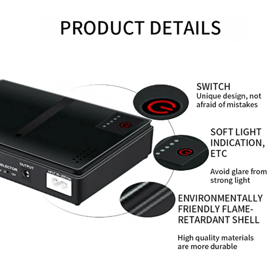 Optical Cat Monitor Backup Uninterruptible 10400Mah Power Supply Charger Cell Phone DC UPS AC85-265V DC1018P Router 5V9V12V