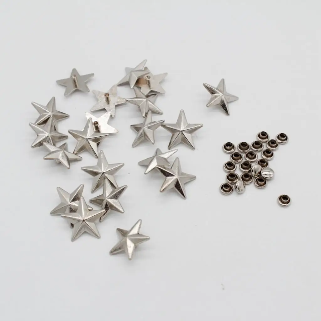 Star Shaped Rivet Stud Fasteners Snap Buttons Zinc Alloy Accessory for Leather Bag Shoes DIY
