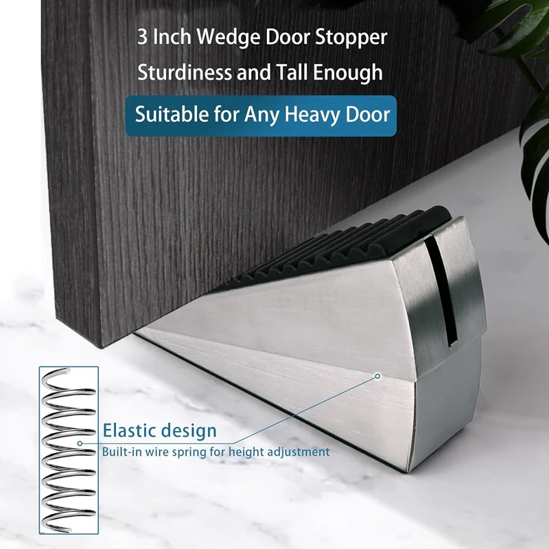 Stop Wedge Tall Door Stoppers For Bottom Of Door, Adjustable Spring Loaded Door Stop Suits