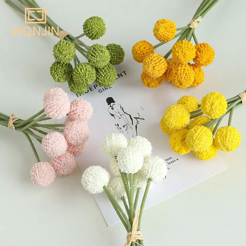 WQNJIN 9 Pcs Dandelion Flower Ball Bouquet Fake Artificial Flowers for Home Garden Wedding Decoration DIY Craft Wreath Christmas