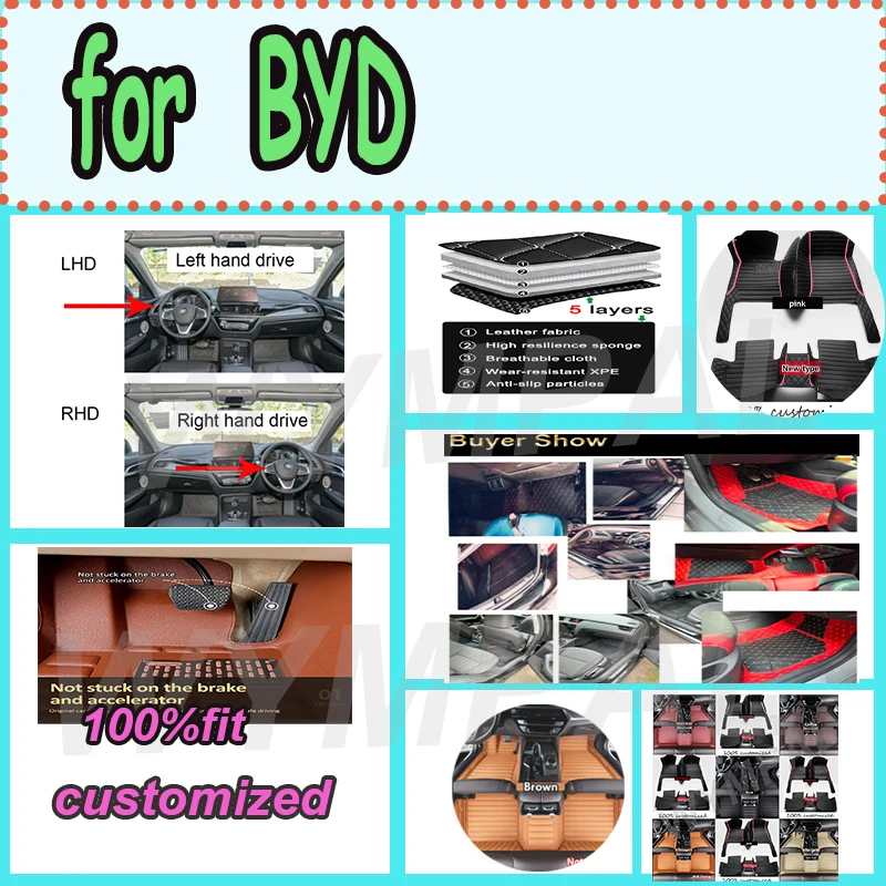 

LUXURY Car Floor Mats for BYD F0 F3 F6 G3 G6 S6 F3R yuan plus ATTO 3