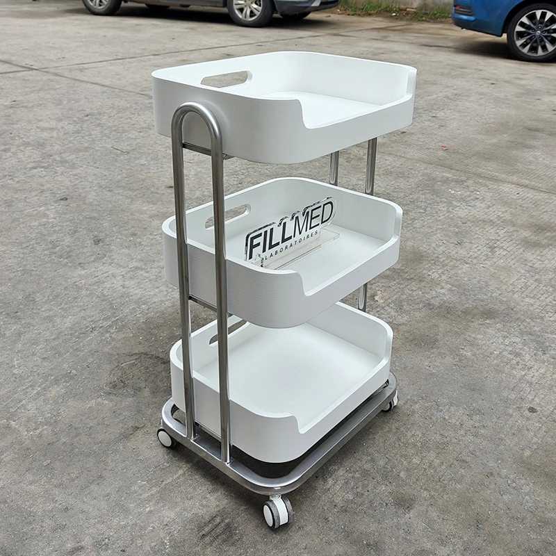 Simple Portable Salon Trolley Glamour Rotating Storage Beauty Trolley Cart Luxury Modern Carritos Organizadores Salon Furniture