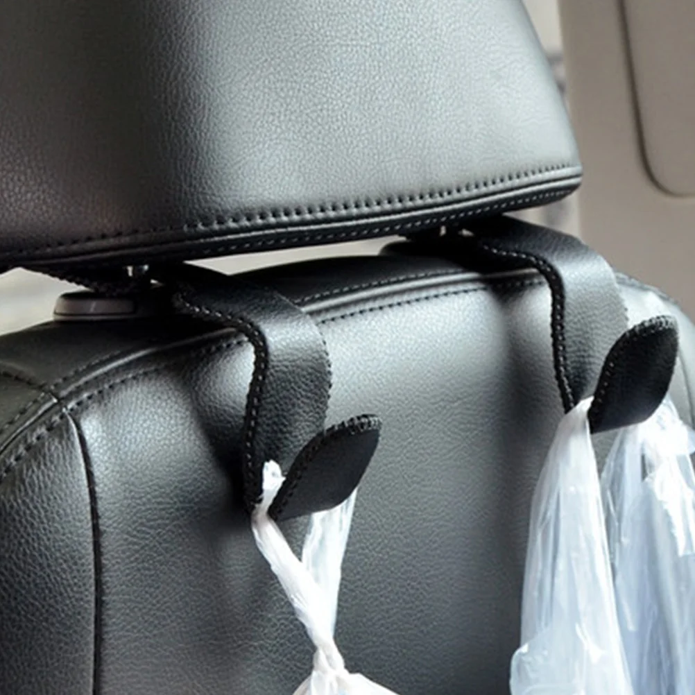 

2 pcs Car Seat Hanger Stainless Steel Cowhide Universal Headrest Hook Vehicle Backseat Hooks Bag Holder For Coats Umbrellas Hats