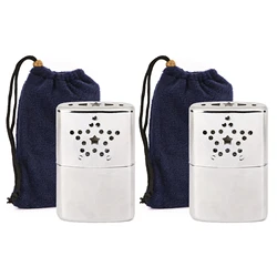 Tomshoo 2pcs Zinc Alloy Pocket Long-life Ultralight Hand Warmer Indoor Outdoor Camping Small Handy Warmer Heater Pocket Warmer