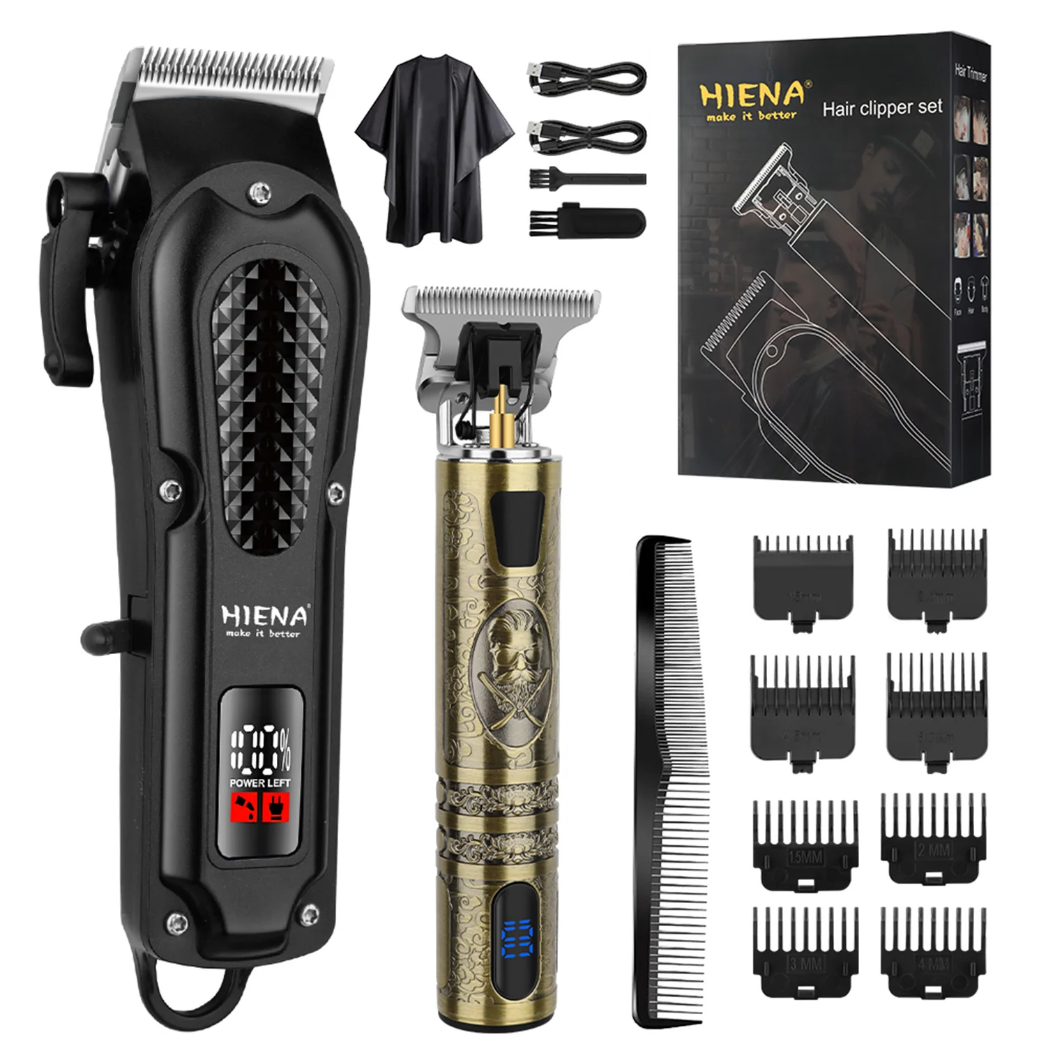 hiena-2-in-1-men-grooming-kit-lcd-display-cordless-hair-clipper-vintage-zero-gap-t-blade-trimmer-barber-haircut-tools