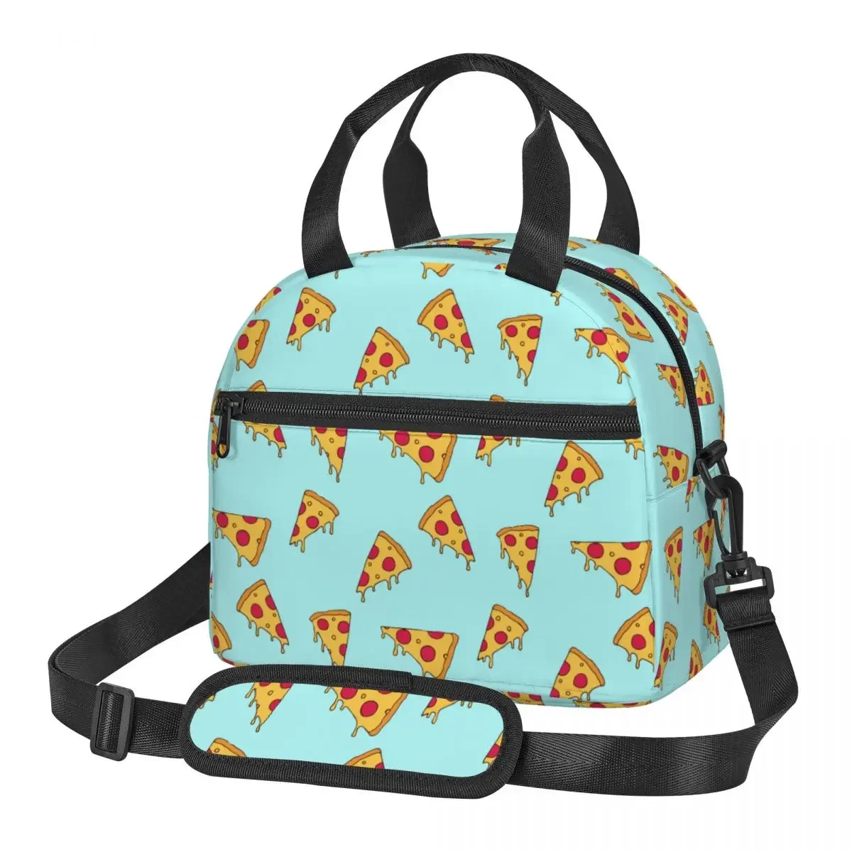 Cartoon Pizza Slice Accessories Large Insulated Lunch Bag With Adjustable Shoulder Strap Thermal Cooler Lunch Boxes