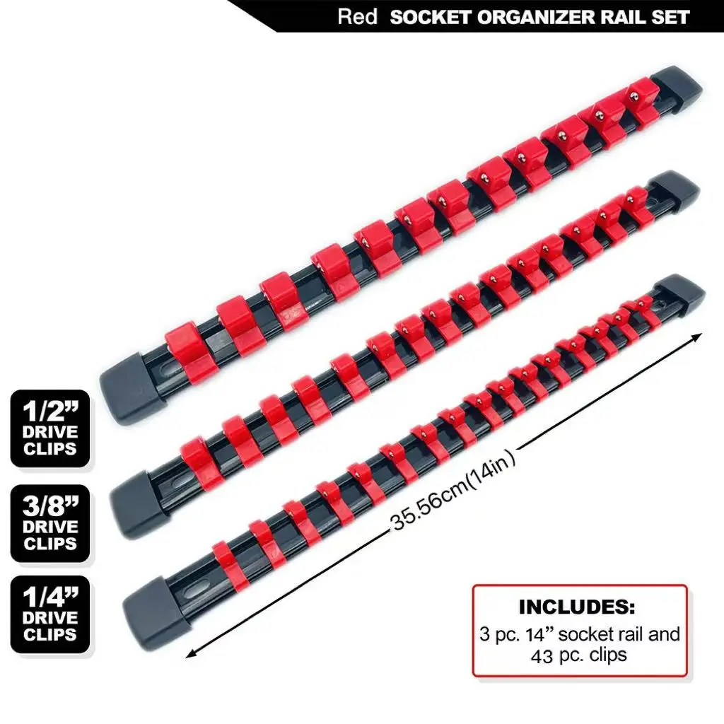 6-piece set of 360 ° rotating sleeve storage rack, suitable for 1/4 inch, 3/8 inch, 1/2 inch high-quality sleeves, with Fixture