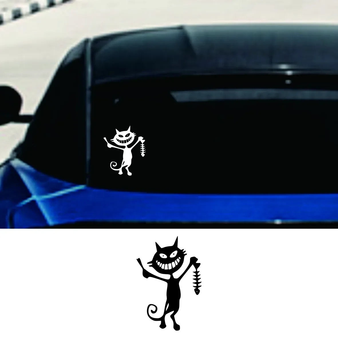 14*20cm fish skeleton and cat funny car sticker vinyl decal for auto car stickers styling on bumper window choose size