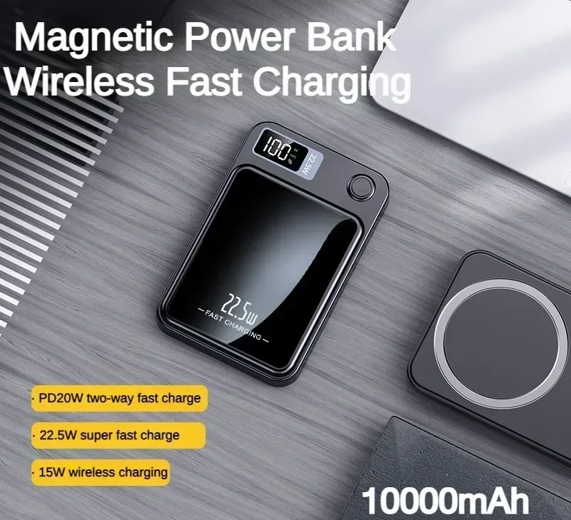 15W Wireless Fast Charger for Magsafe Magnetic Portable External Auxiliary Battery Pack 10000mAh for IPhone 12 13 14 Power Bank