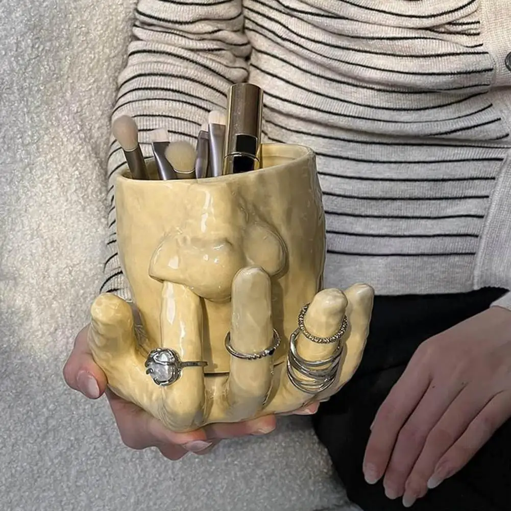 

410ml Ceramic Mug Set with Cup Holders Funny Nose-Picking Design Tea Coffee Cup Home Kitchen Drinkware