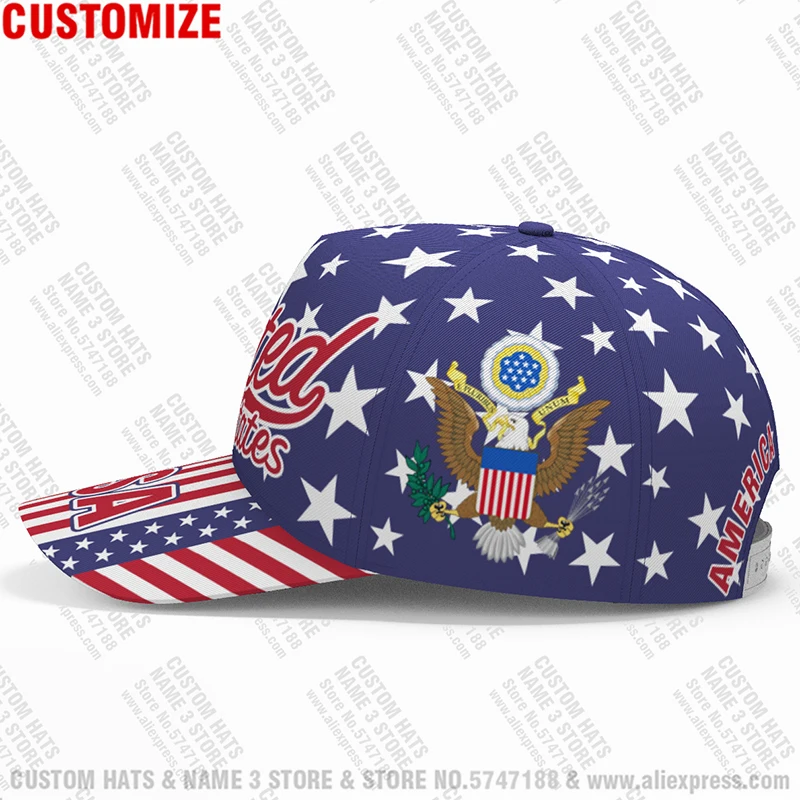 America Baseball Cap Free Custom Made Name Team Logo Us Hats Usa Country Travel American Nation United States Star Flag Headgear