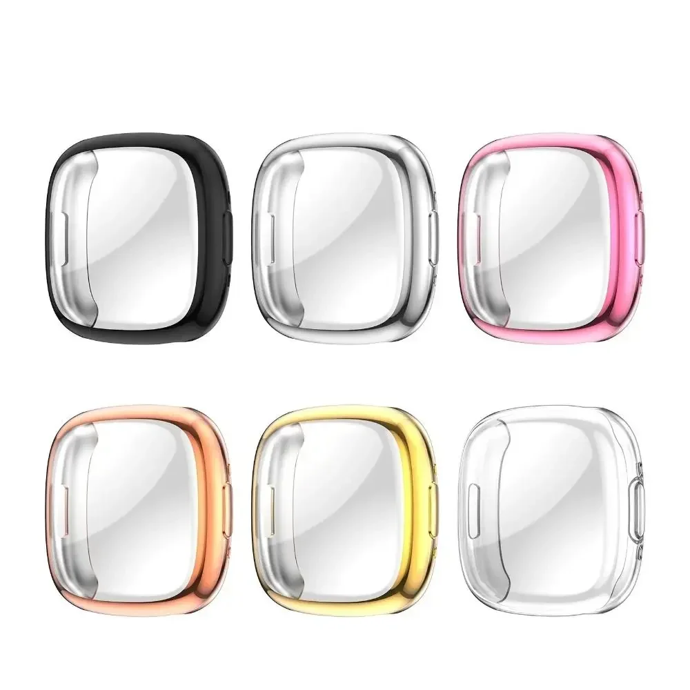 Screen Protector For Fitbit Versa 4/Sense 2 Case Full Soft TPU Plated Bumper Protective Cover for Fitbit Sense 2/Versa 4