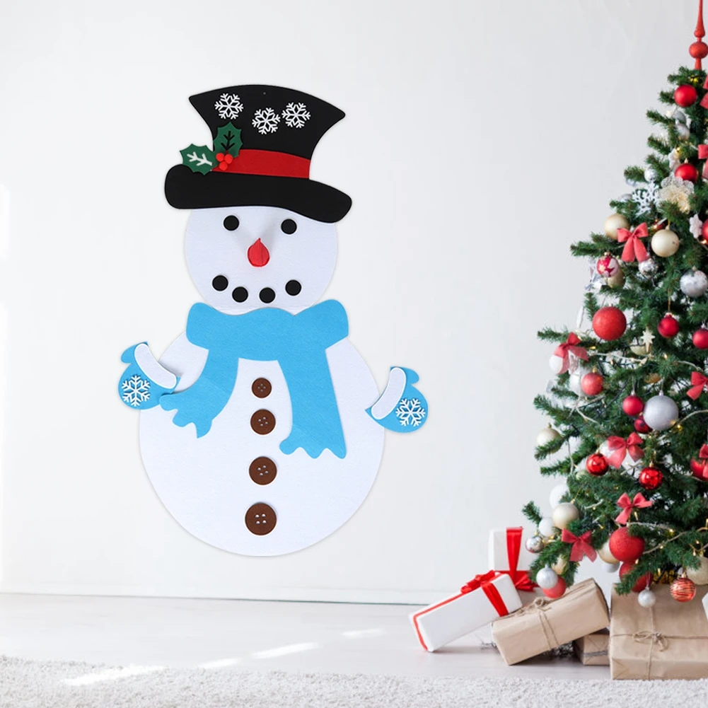 Kids Gifts DIY Felt Snowman Detachable Xmas Ornament Wall Hanging Games For Christmas DecorationsRed Green Scarf