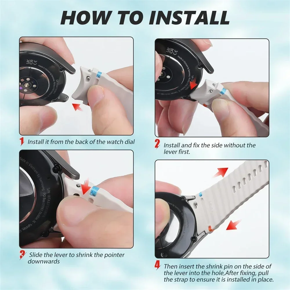 Оригинальный браслет 1:1 для Samsung Galaxy Watch 7/FE/5 pro/6/4 Classic 44 мм 40 мм без зазоров Силиконовый ремешок для часов Galaxy Watch 7 Ремешок