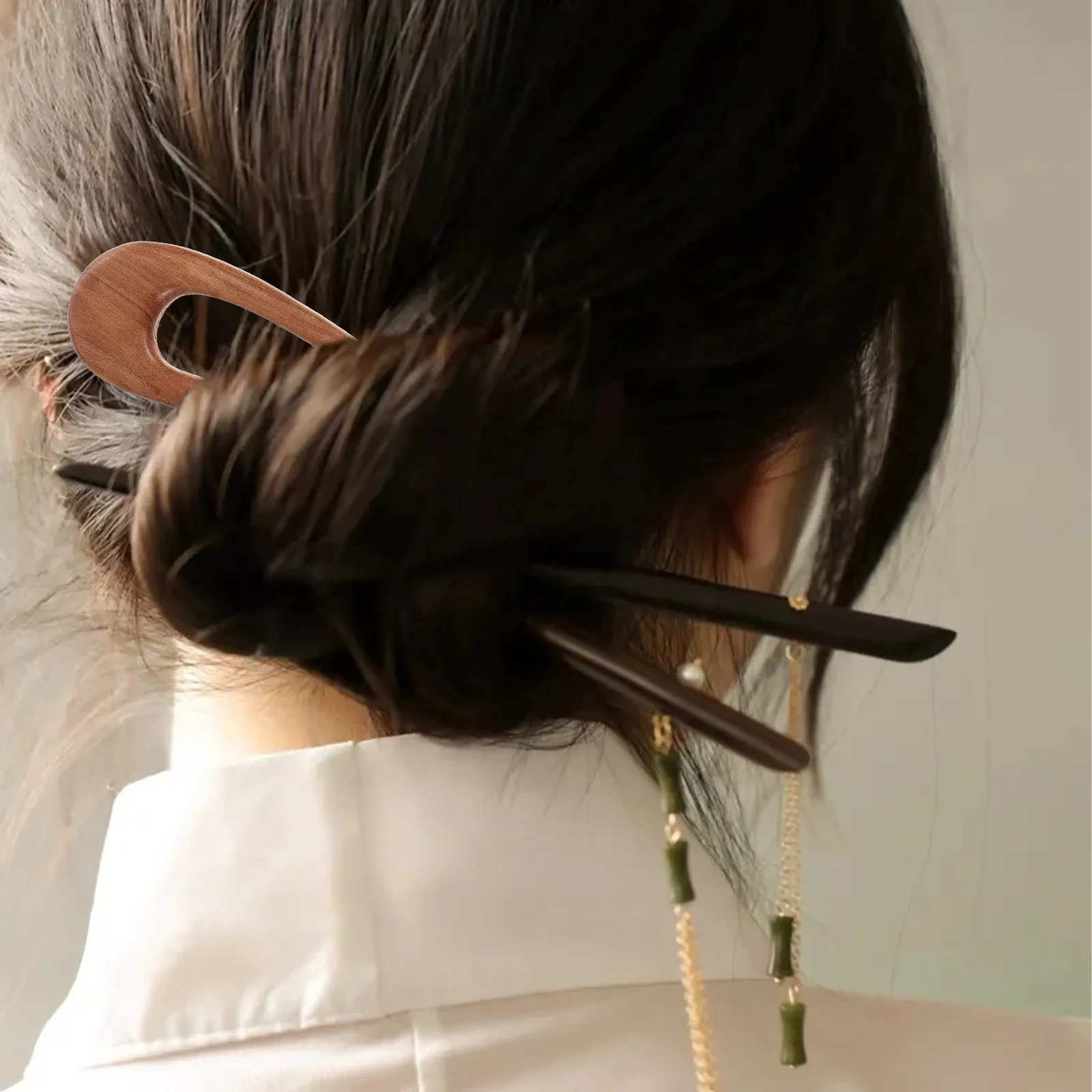 

3Pcs U Shaped Hairpins Vintage Wooden Hairpin for Women Elegant Decorative Hair Accessories Hairpin for Wedding Prom Birthday