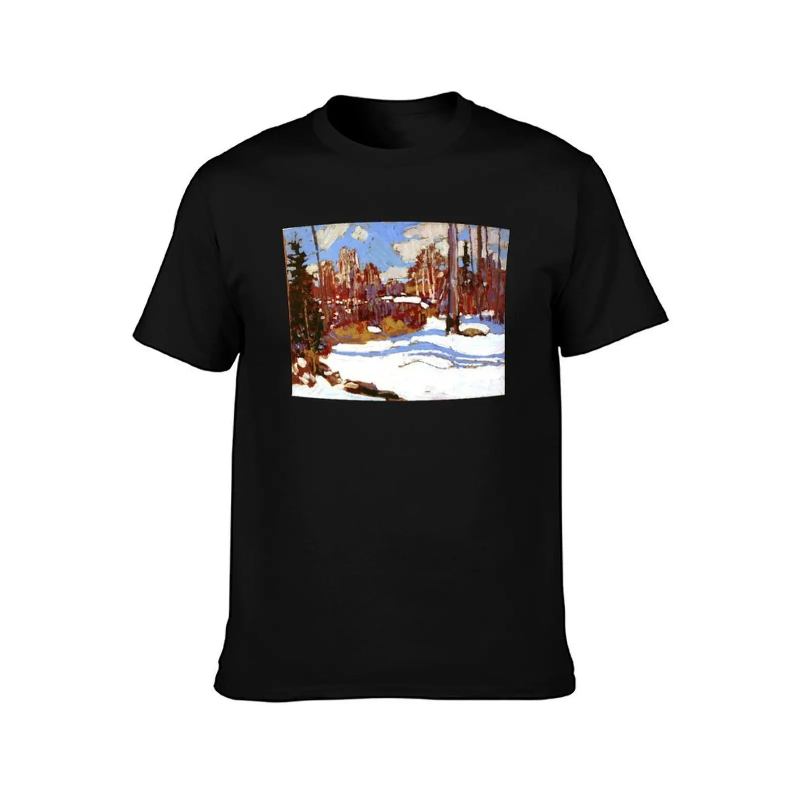 Tom Thomson - Woods in Winter T-Shirt, Summer Casual Cotton Tee, Oversized Streetwear Tops, Vintage Graphic Print, 100% Cotton