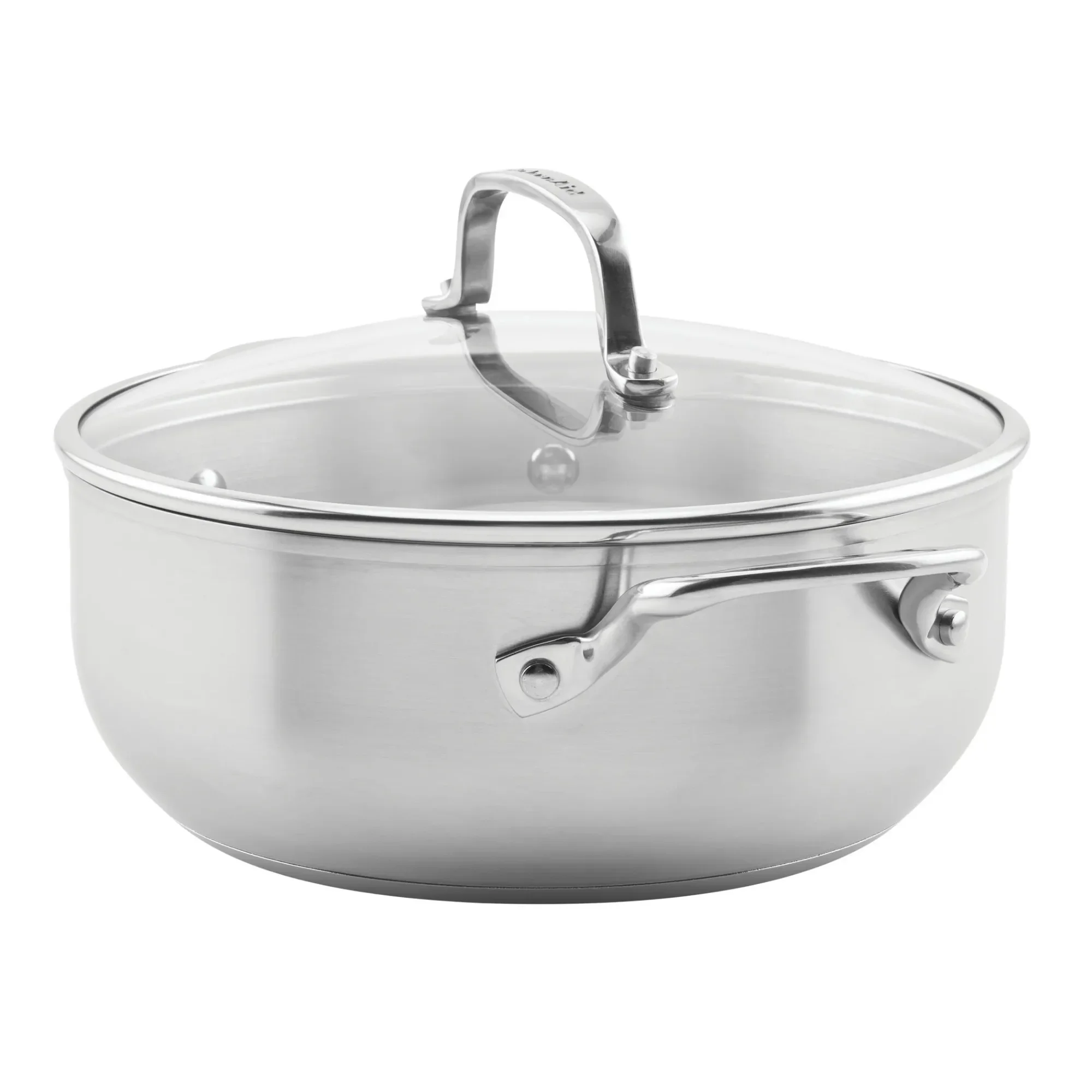 

3-Ply Base 4 Quart Stainless Steel Induction Casserole with Lid, Metal Utensil and Dishwasher Safe and Oven Safe to 500°F