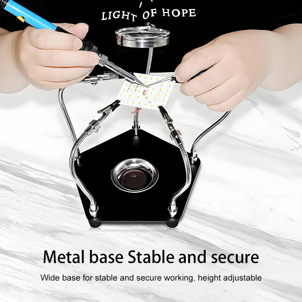 Desktop Magnifying Glasses PCB Circuit Board Repair Holder Flexible Metal Arm Electronic Repair Aid for Soldering Station