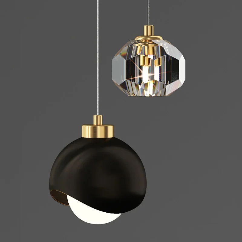 Modern LED Pendant Light for Bedroom Bedside Hanging Lamp Crystal Lustre Chandelier Dining Table Decoration Nordic Pendant Lamp