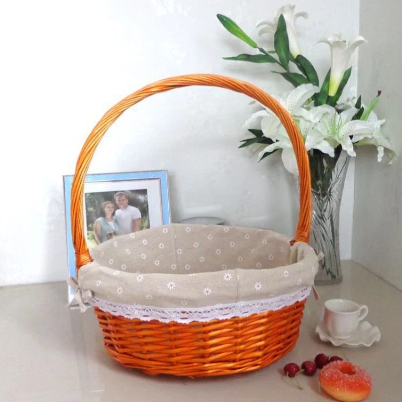 Fruit Rattan Packaging Bamboo Flower Vegetable Supermarket Shopping Knitted Picnic Basket