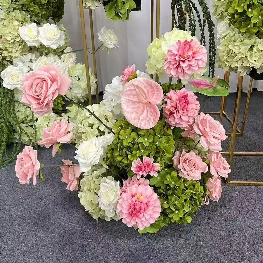 40cm 15,74 Zoll Pinkfarbene Rosen-Delphinium-Blumenkugel Tischdekoration Hochzeitshintergrund Empfang Gang Fenster Fotorequisiten – Detail 8