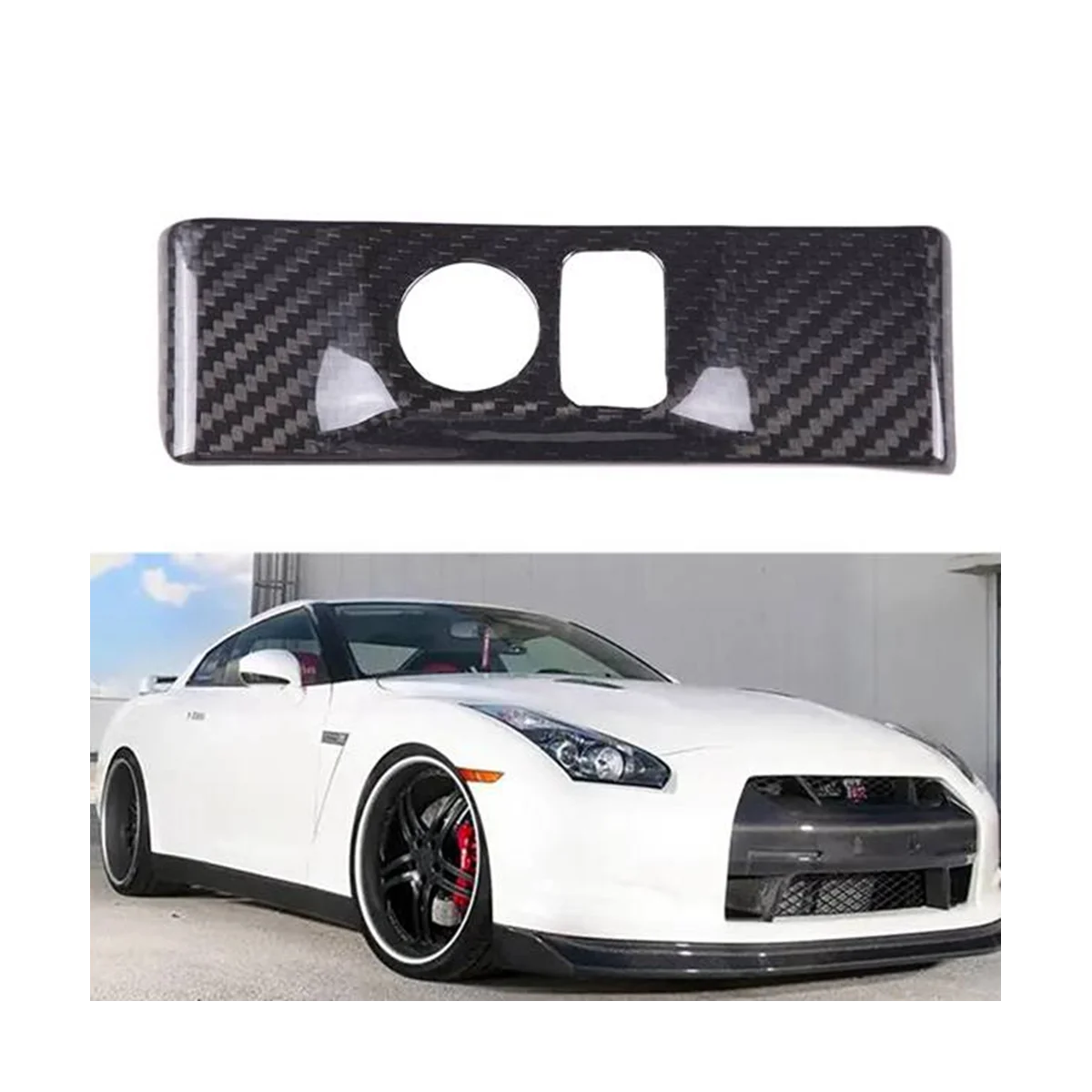 Car Headlight Adjustment Switch Trim Cover Carbon Fiber for Nissan GTR R35 2008-2016 Interior