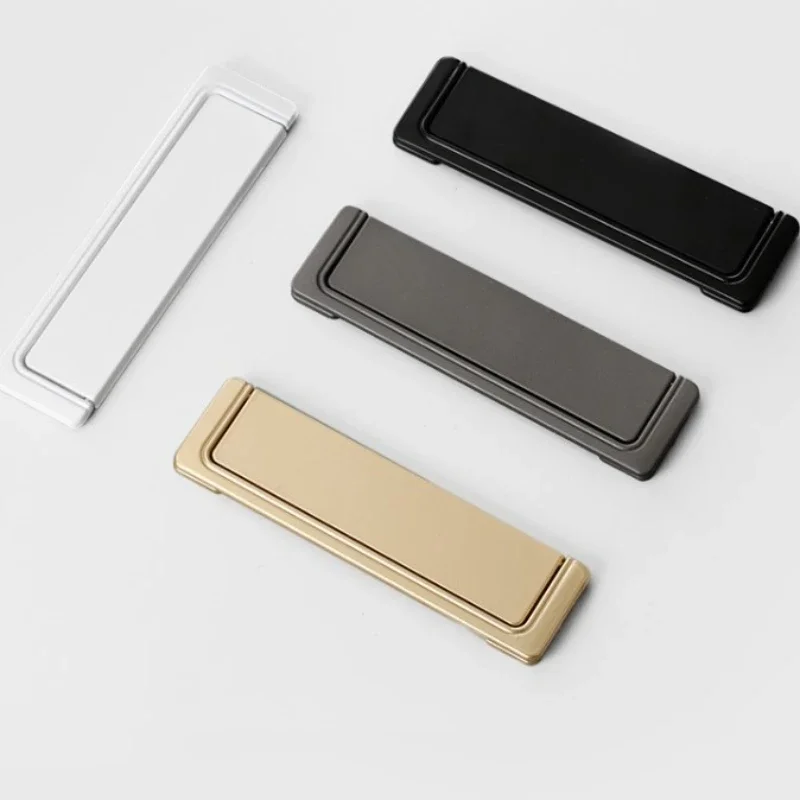 Simple Flat Concealed Buckle Drawer Cabinet Handle Invisible Flat-mounted Gusset Furniture Hardware Aluminum Alloy Handle