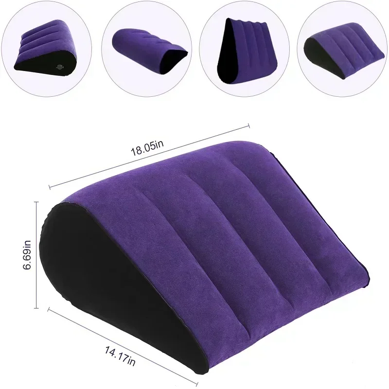 Inflatable Travel Pillow Multifunctional Body Pillow Lumbar Yoga Pillow Travel Positions Support Air Cushion Triangular Pillow