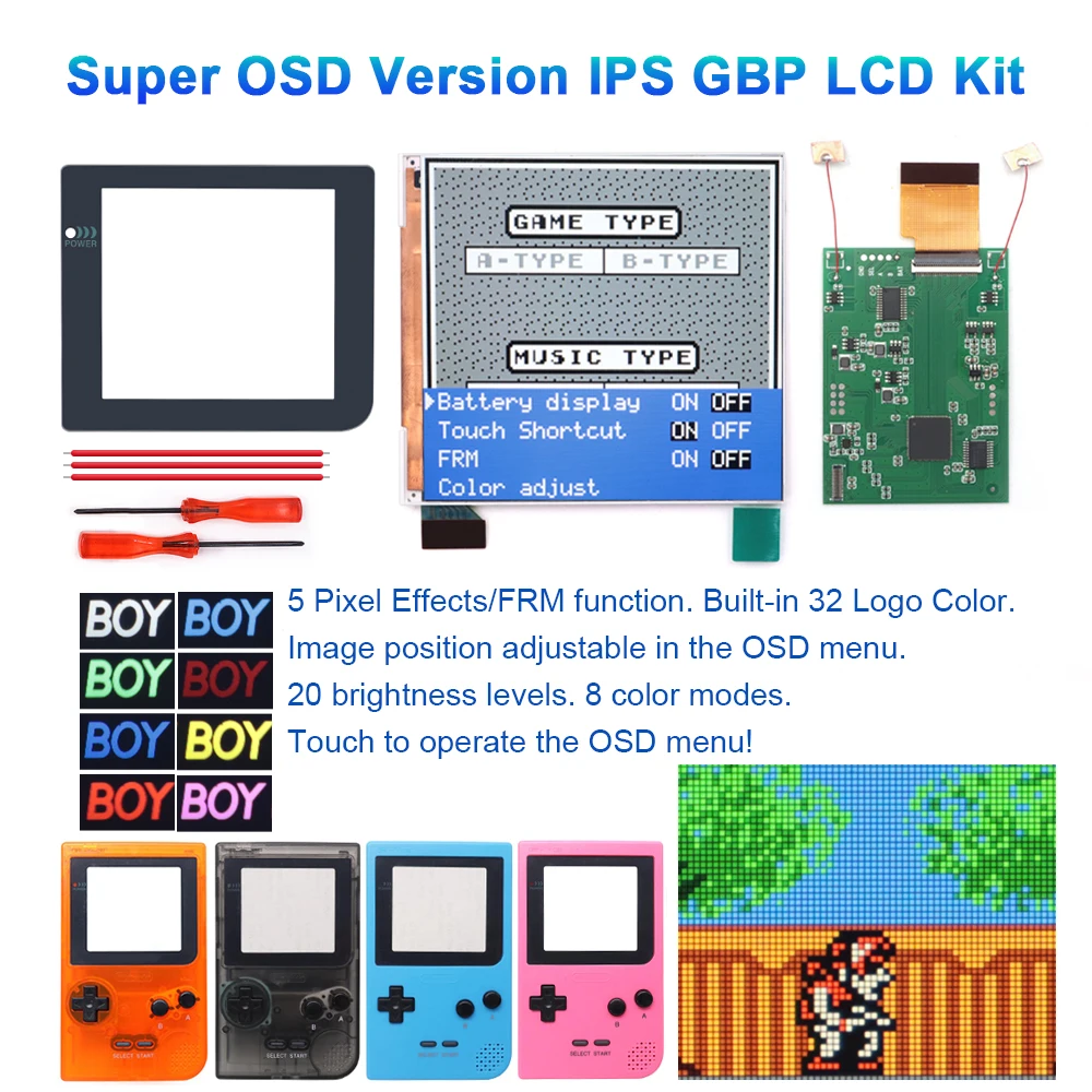 

Easy to install GBP IPS Backlight LCD Kits Built-in OSD Menu Logo Change Color W/Pre-cut Shell Hilght Brightness Q5 Screen