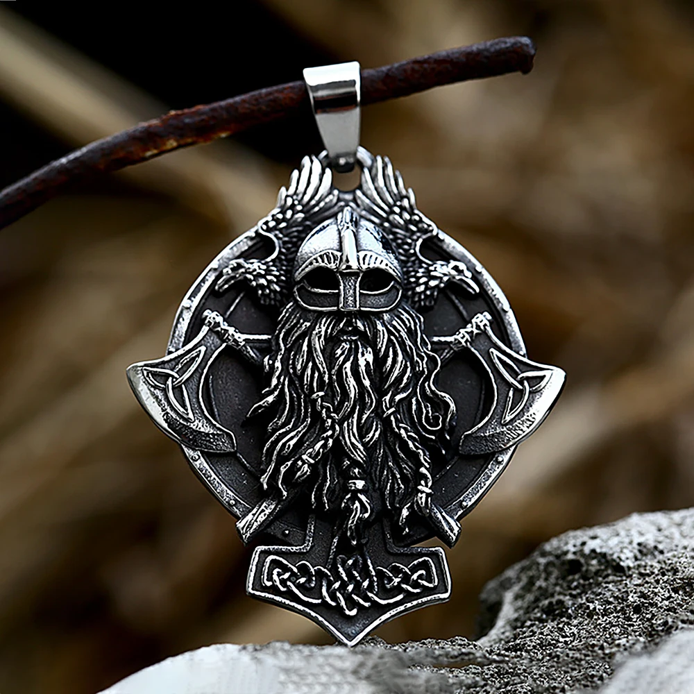 

316L Stainless Steel Norse Mythology Viking Warrior Axe Odin Pendant Mens Hammer Of Thor Amulet Jewelry Gift Wholesale