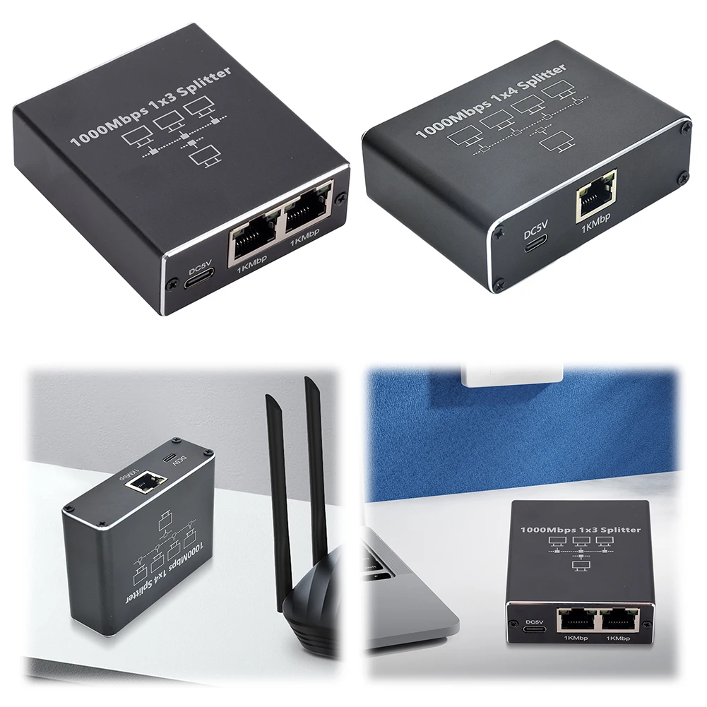 

Ethernet Splitter 1 To 3/4 Gigabit RJ45 LAN Network Extension RJ45 Ethernet Splitter Adapter for PC Laptop Router TV-Box
