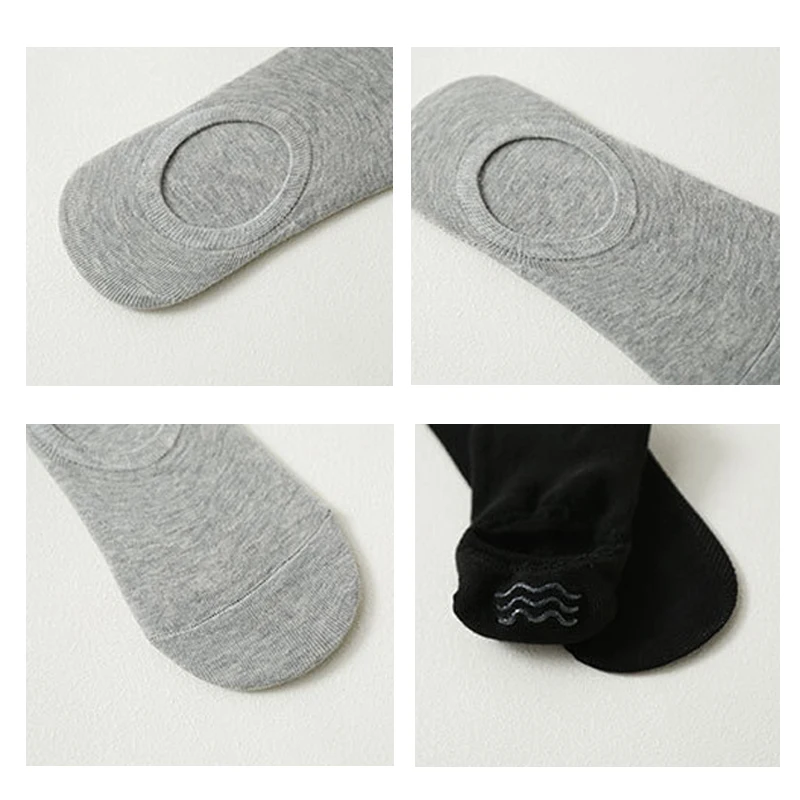 5 أزواج الجوارب النسائية لينة القطن تنفس الكاحل الجوارب القصيرة الربيع الصيف بلون أبيض أسود المضادة للانزلاق قارب جورب للرجال #3
