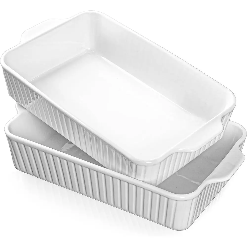 

Набор из 2 больших и глубоких форм для запекания (9x13 дюймов, 4,2 л) с ручками, прочная посуда для лазаньи, запеканок и жарки.