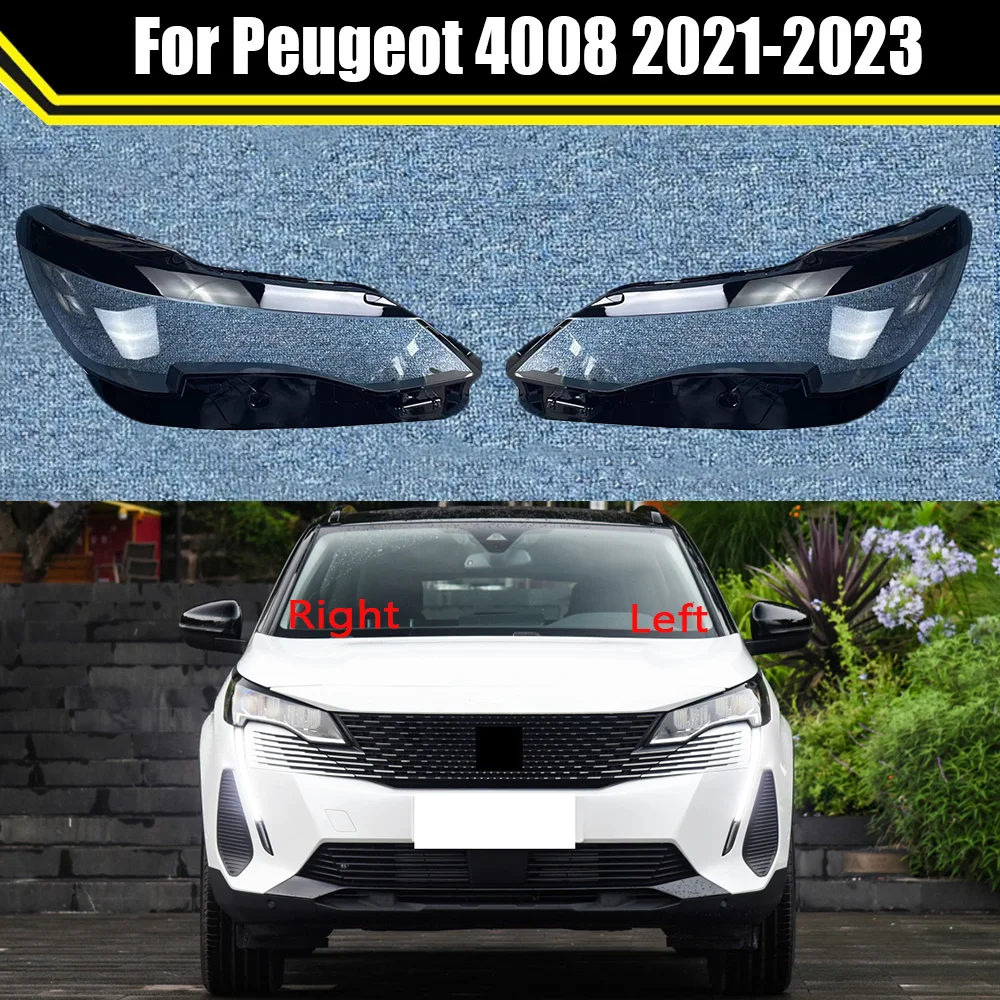 

For Peugeot 4008 2021 2022 2023 Car Headlight Cover Lens Glass Shell Front Headlamp Transparent Lampshade Lampcover