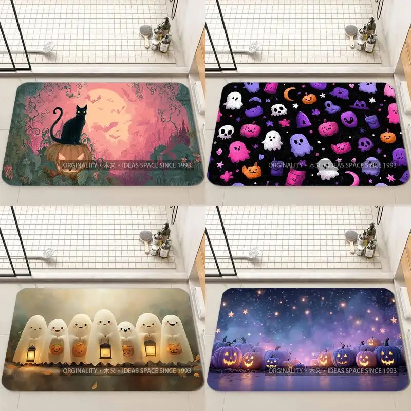 

Black Cat Halloween Mat Living Room Decoration Home Sofa Non-Slip Carpet Study Bedroom Tatami Children'S Soft Floor Mat