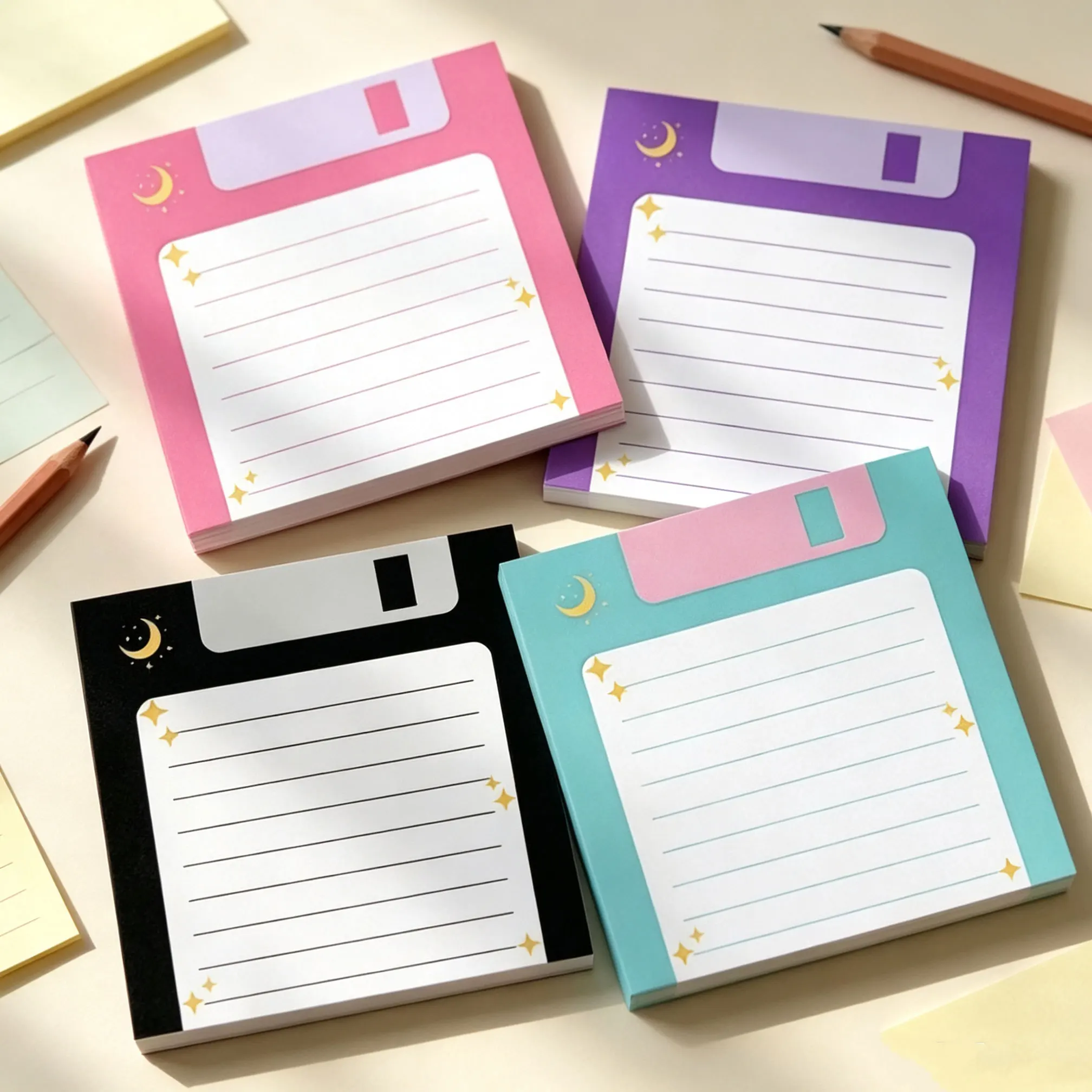 Vintage Computer Drawing Sticky Notes 50 Sheets Durable Adhesive Journaling Scrapbooking School Office Artist DIY Craft Memo