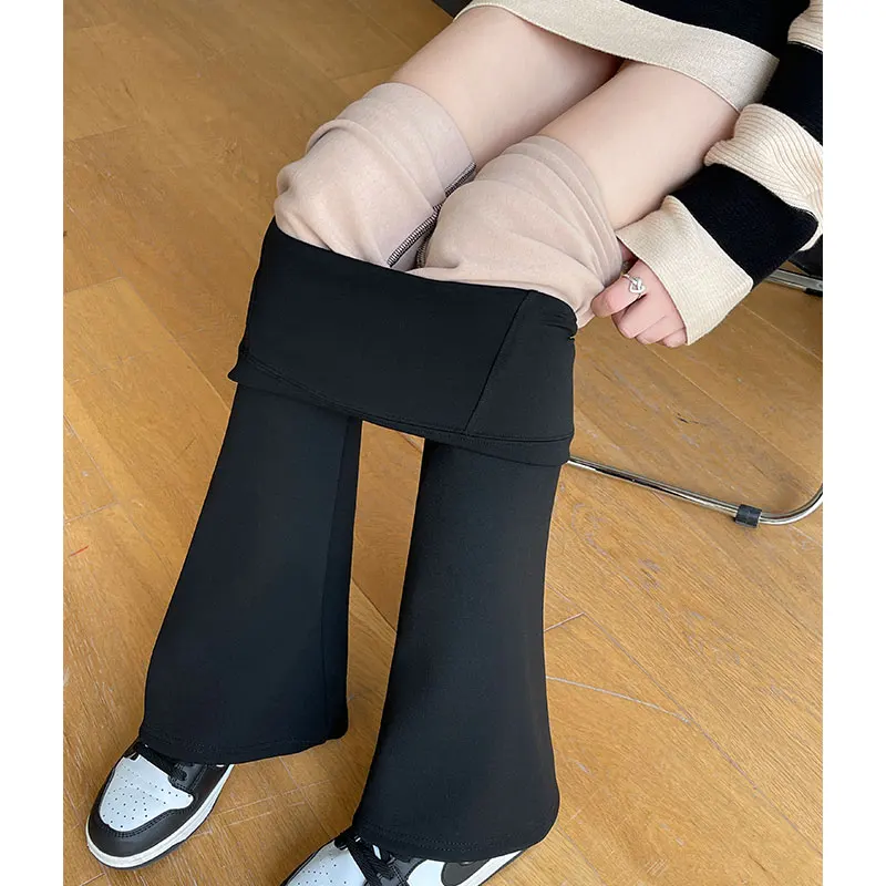 

Женские утепленные флисовые леггинсы с высокой талией для йоги, осенне-зимние, повседневные, длинные брюки из нейлона и спандекса