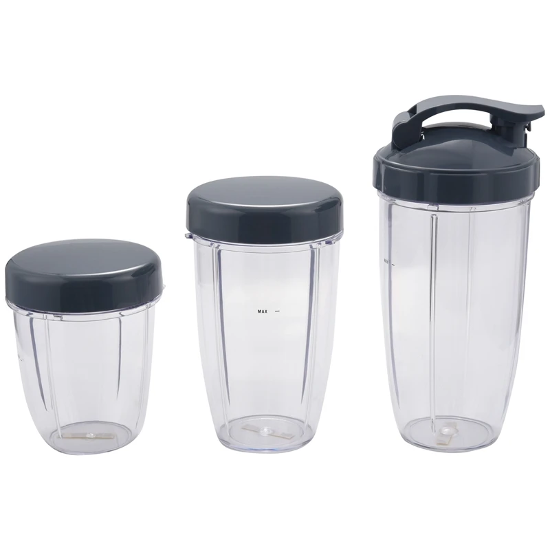 

3Pcs Replacement Cups 32 Oz Colossal +24 Oz Tall +18Oz Small Cup+3 Lids For Nutribullet Fruit Juicer Parts Kitchen Appliance Bot