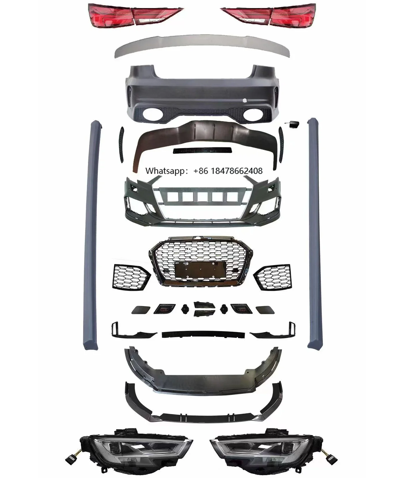 

Car 8V Upgrade RS3 8V.5 Style Front Rear Bumpers Headlight Taillight Body Kits for A3 S3 Sline 2013 2014 2015 2016