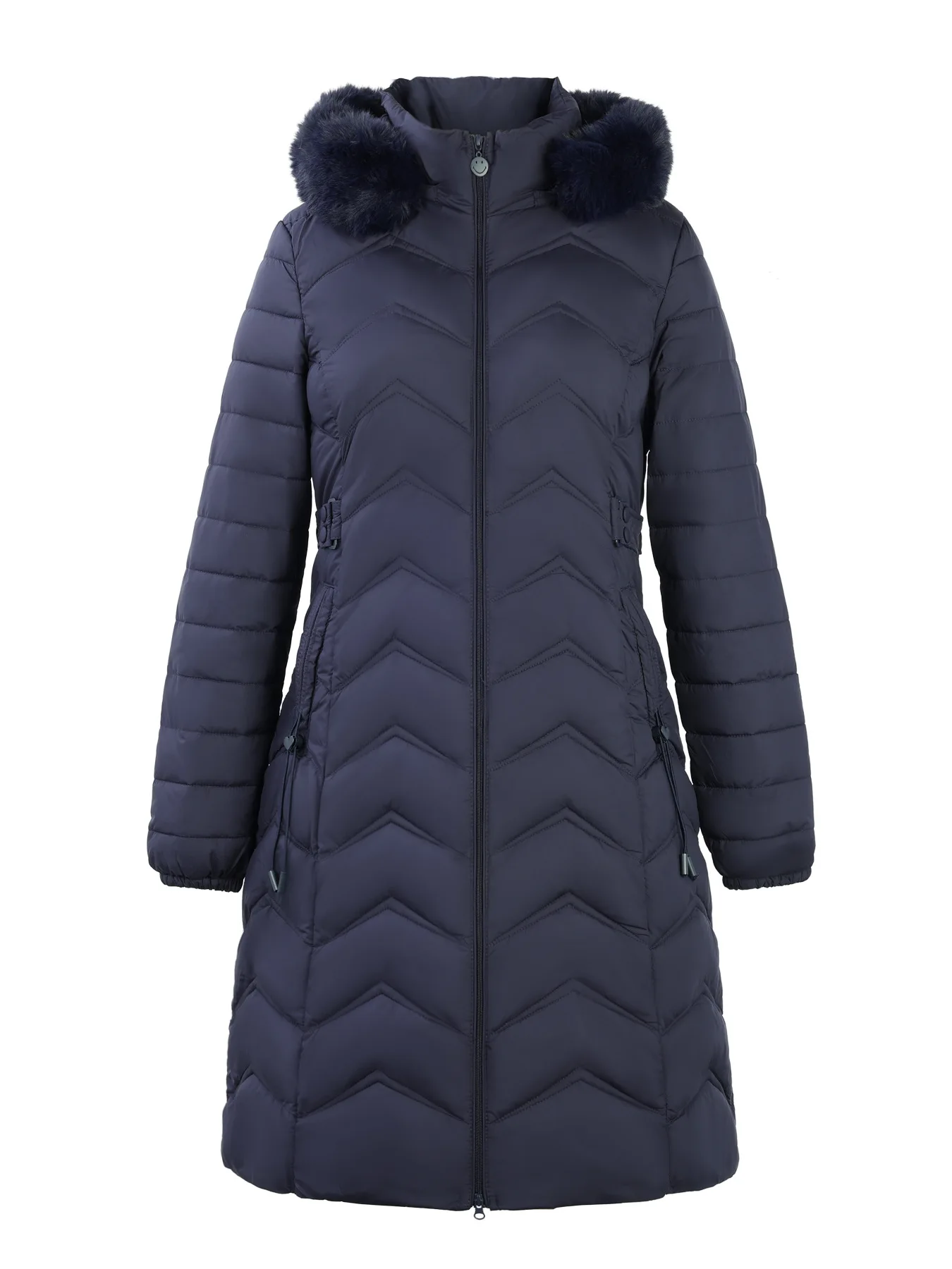 Women's Winter Fashion Cotton-Padded Jacket Long Knee-Length Slimming Detachable Fur Collar Detachable Cap Cotton Coat