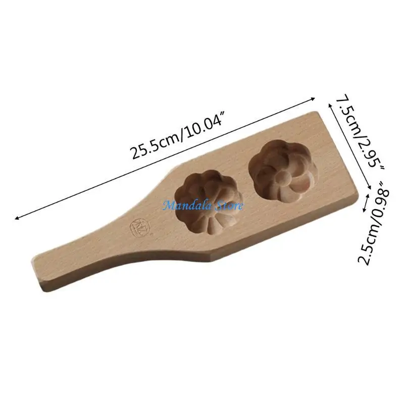 U2JC Wooden Cookie Stamps MoonCake Mold Chinese Traditional Flower for Muffin