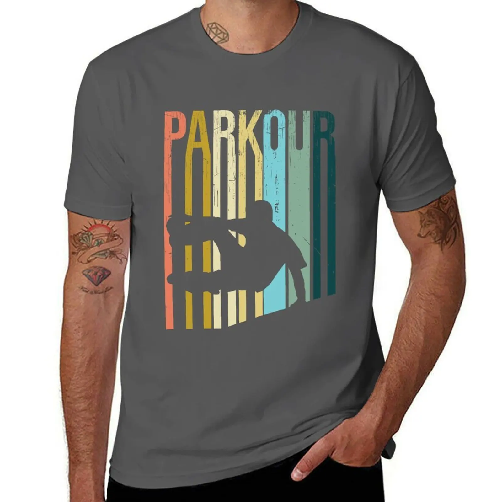 

Parkour Retro Vintage T-Shirt man t shirts high quality luxury brand cotton t shirts high quality T-Shirt