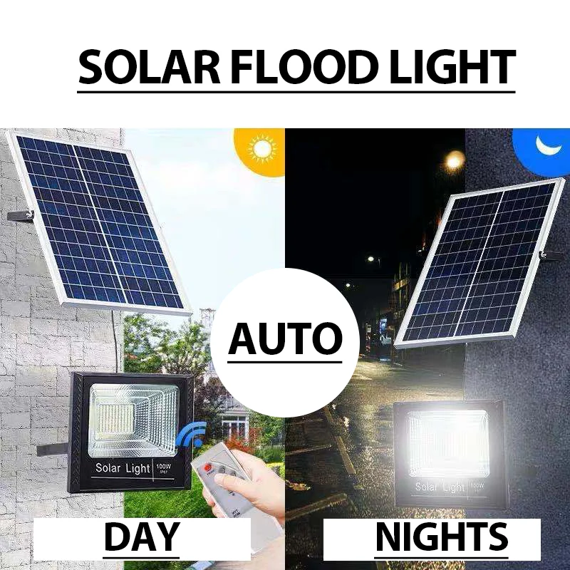 Solar Wall Light Floodlight Outdoor Waterproof LED Light with Remote Control for Garden Porch Garage